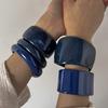 DIEZI 5 Style Vintage Hip Hop Blue Resin Acrylic Bangles Ethnic Geometric Wide Bangles Bracelets For Women Men New Jewelry