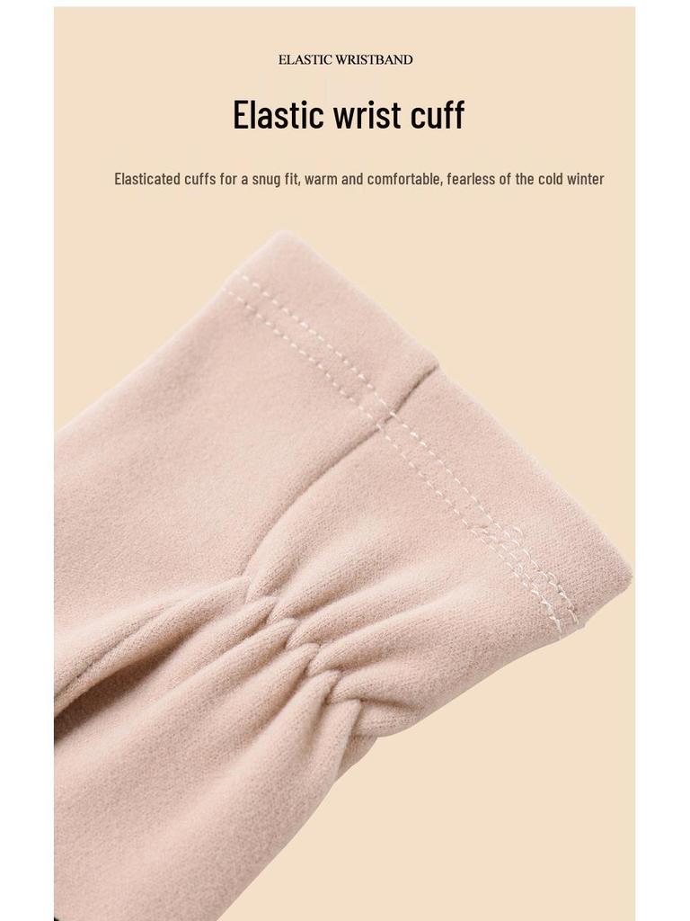Women's N376 Windproof Touchscreen Gloves - Velvet-Lined, Non-Slip, Wear-Resistant, Ideal for Outdoor Cycling In Winter.