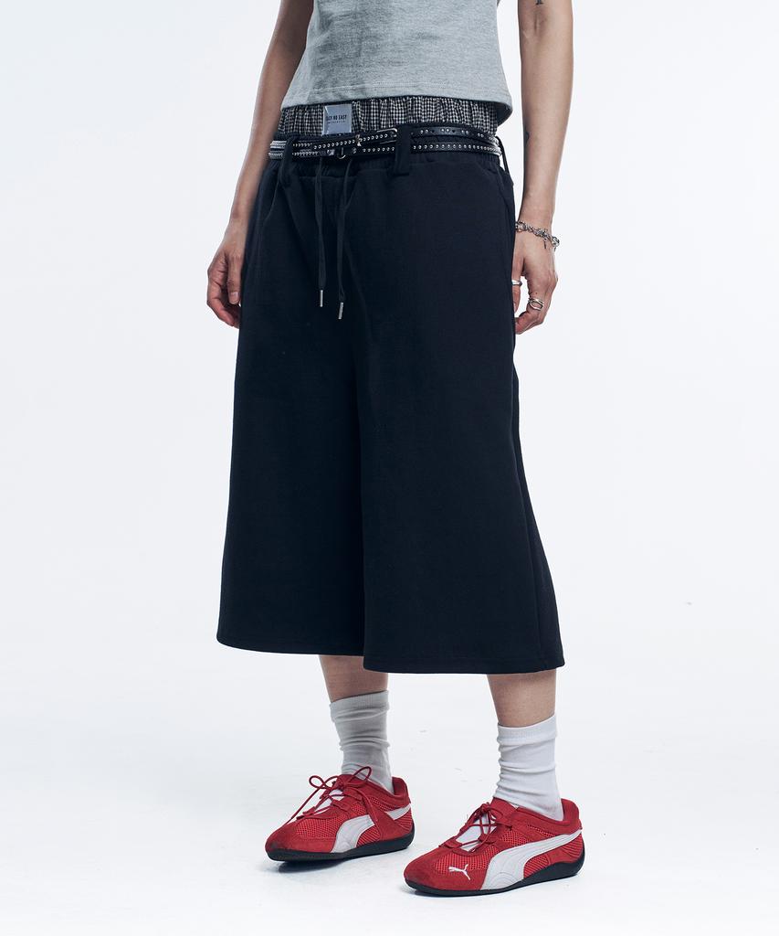 EASY NO EASY Boxer Layered Bermuda Sweatpants - Black