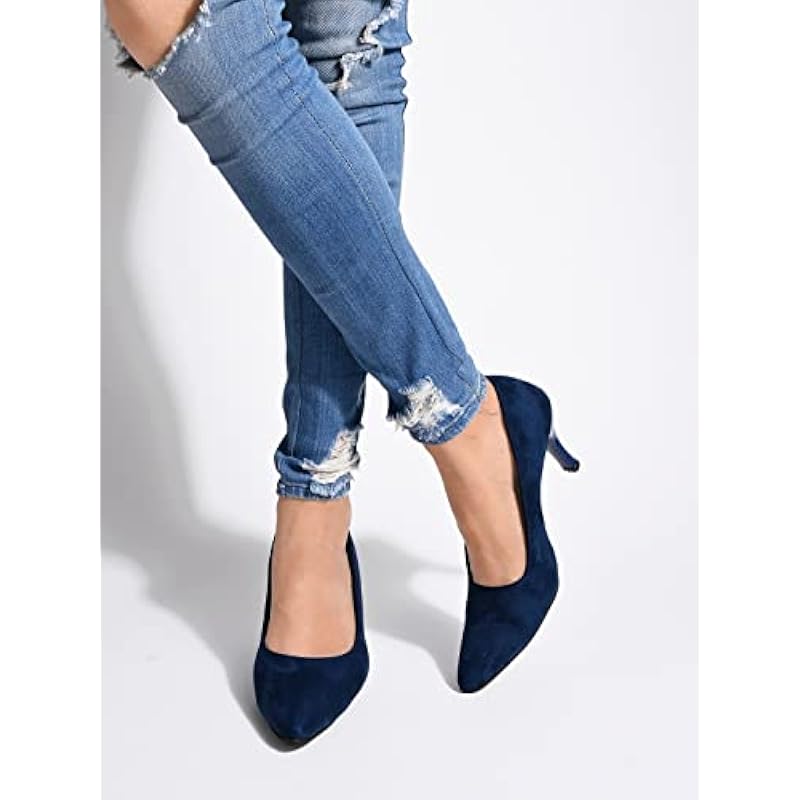 Shoetopia Women S Block Heel Pumps Blue /Eu37 / Uk4 4 UK синий