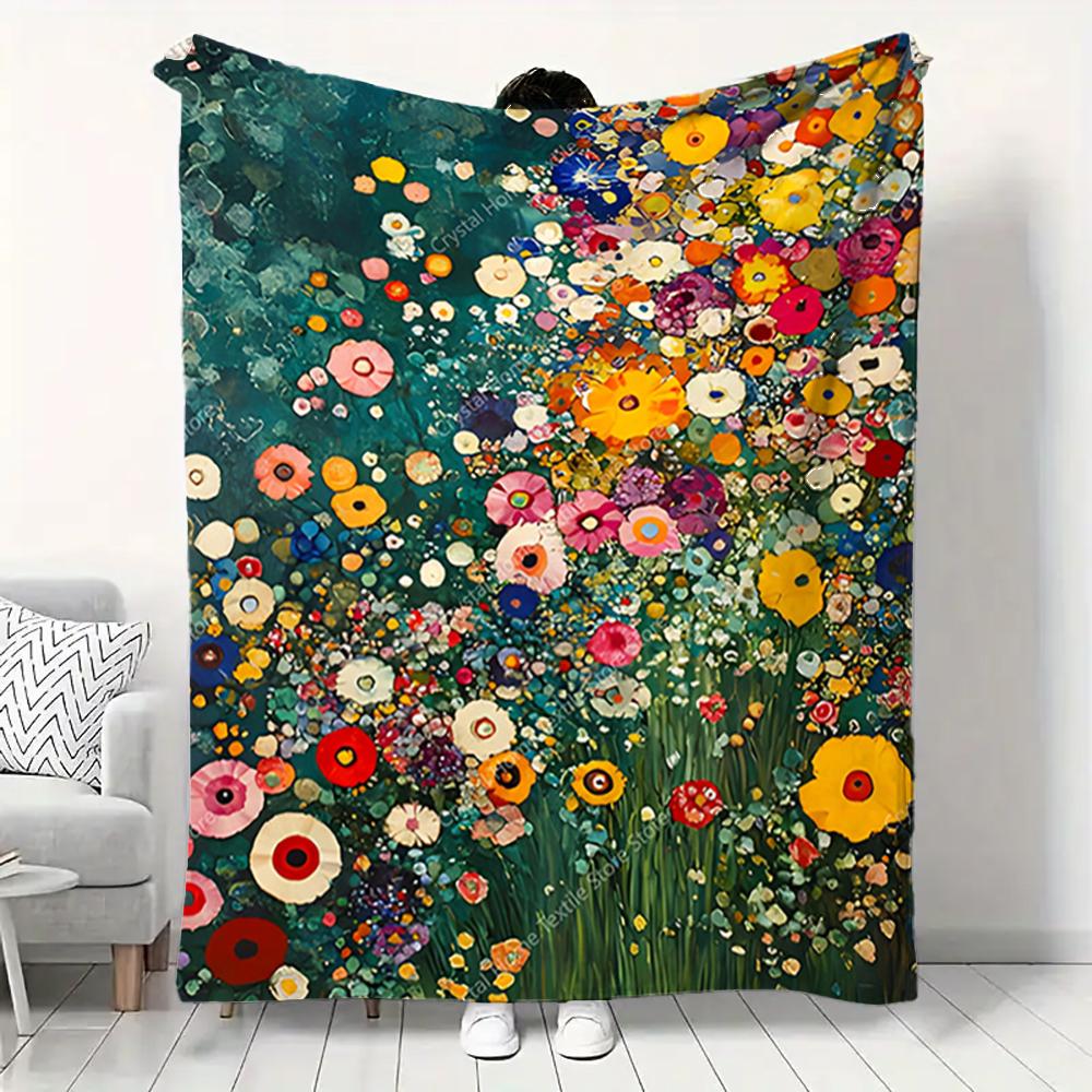 Beautiful Flowers Print Flannel Blanket,Soft Warm Throw Blanket Nap Blanket For Couch Sofa Office Bed Camping Trave Blanket Gift