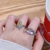 Pink Flower Dripping Oil Ring Niche Design Personalized Bird Light Luxury High-End Temperament Open Hand Jewelry