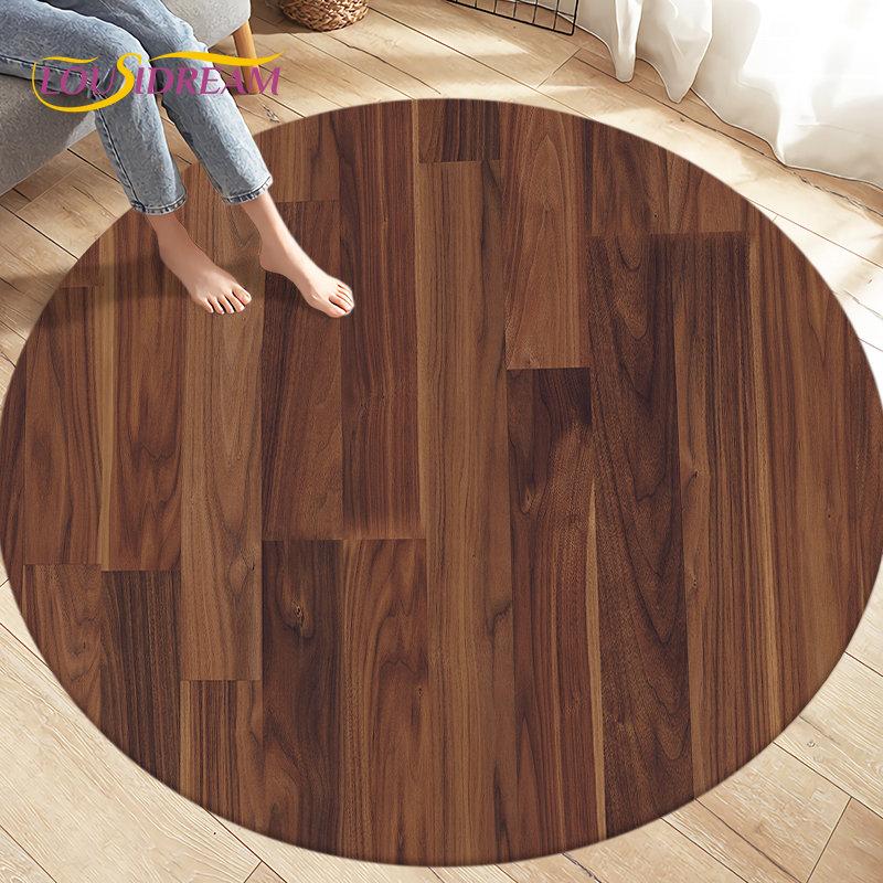 3D Wood Grain Round Area Rug,Circle Carpet Rug for Living Room Bedroom Sofa Cloakroom Decor,Kids Play Non-slip Floor Mat,Pet Mat