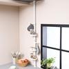 Short Tension with 2 Hooks and 3 Kitchen Spice Entryway 25cm X X Gap Suitable for Rental Assembly White Pole, One-Touch Installation, Trays,