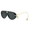 European American Fashion Sunglasses Men Women Pilot Double Beam Large Frame Metal UV Protection