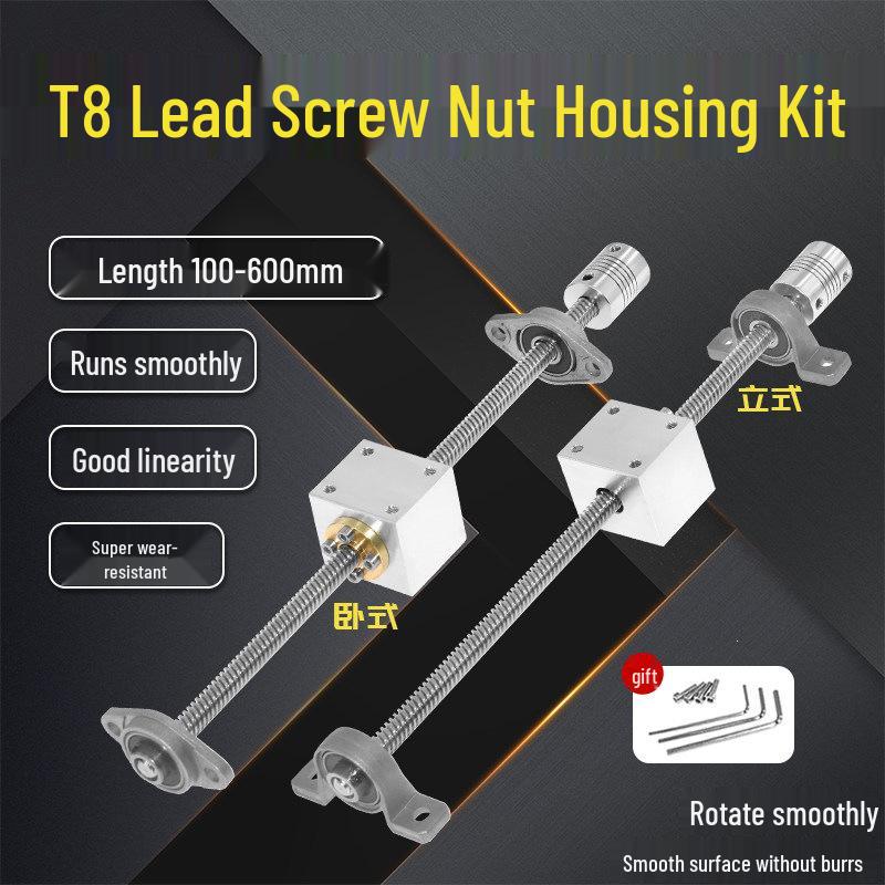 Mini Electric Linear Slide Set with T8 Lead Screw and Stepper Motor Conversion Seat Screw Nut Seat