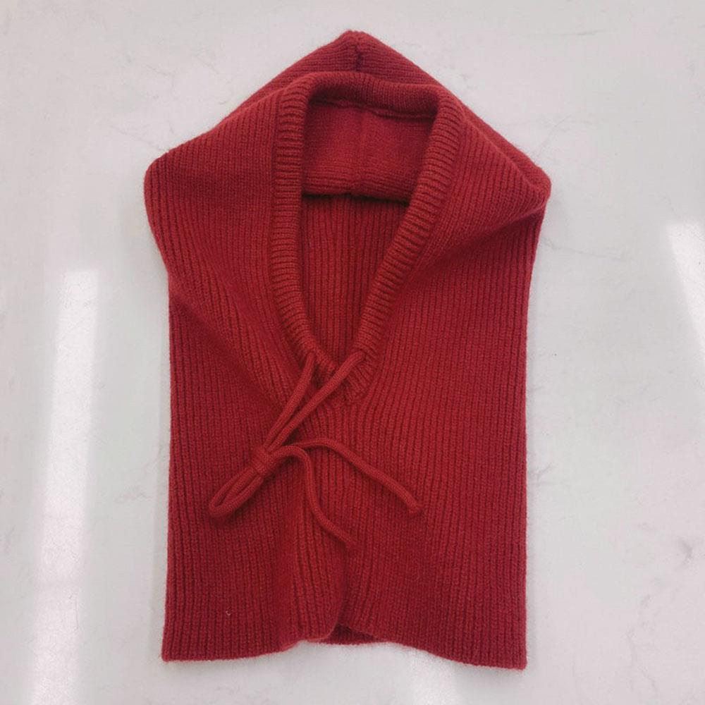 Thick Winter Knitted Hooded Caps Women One-Piece Beanie Hats Outdoor Balaclava Neck Warmer Scarf Windproof Ear Protection Bonnet