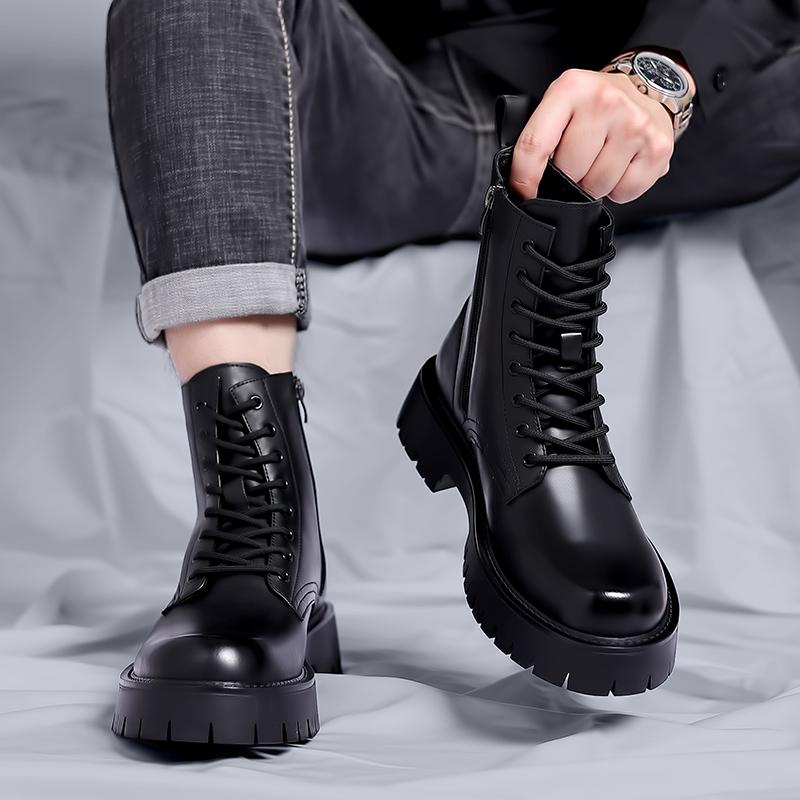 Thick soled men's boots Trendy New designer styles Outdoor street walking motorcycle Daily Fashion Party Youth quality Shoes