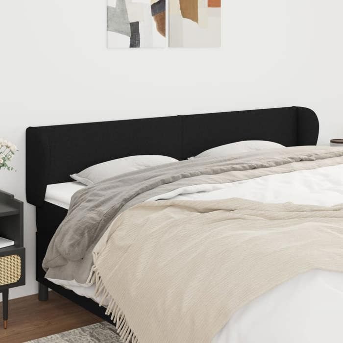 Tête de lit - Maison Exclusive - Avec oreilles - Tissu noir - Hauteur réglable (163 x 23 x 78/88 cm)