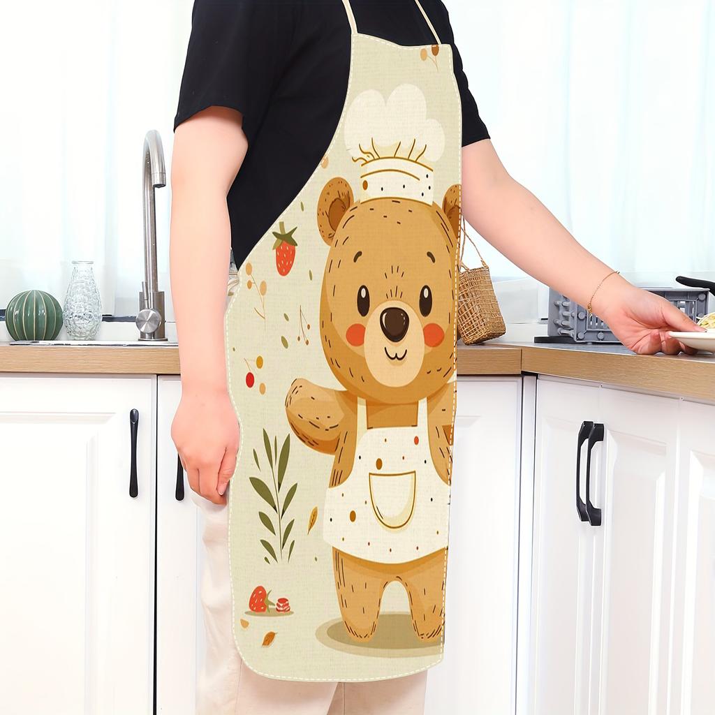 1 pièce, Joli tablier de chef ours en lin pour cuisine, cuisson, pâtisserie, cadeau pour enfants, garçons, filles, enfants