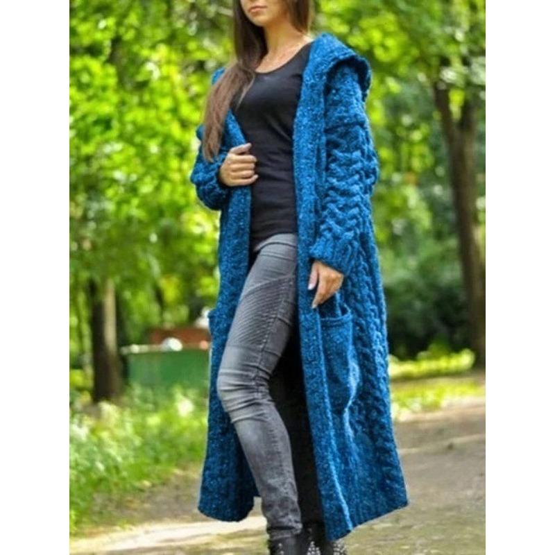 TIFICY Women's Fashion Casual Fall Winter Solid Color Print Long Sleeve Hooded Sweaters