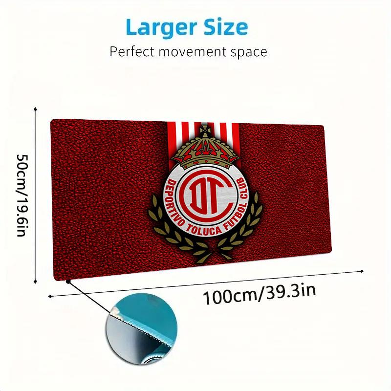 Toluca FC Mouse Pad, Large Gaming Desk Mat, Non-slip XXL Mousepad for Laptop & Tablet, Mini PC Playmat with Stitched Edges