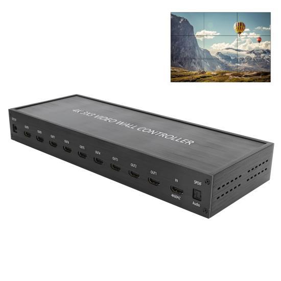 HDMI 3x3 Video Wall Controller Screen Image Processor for 9 TV Splicing Display 110‑240VUS Plug 110‑240V 