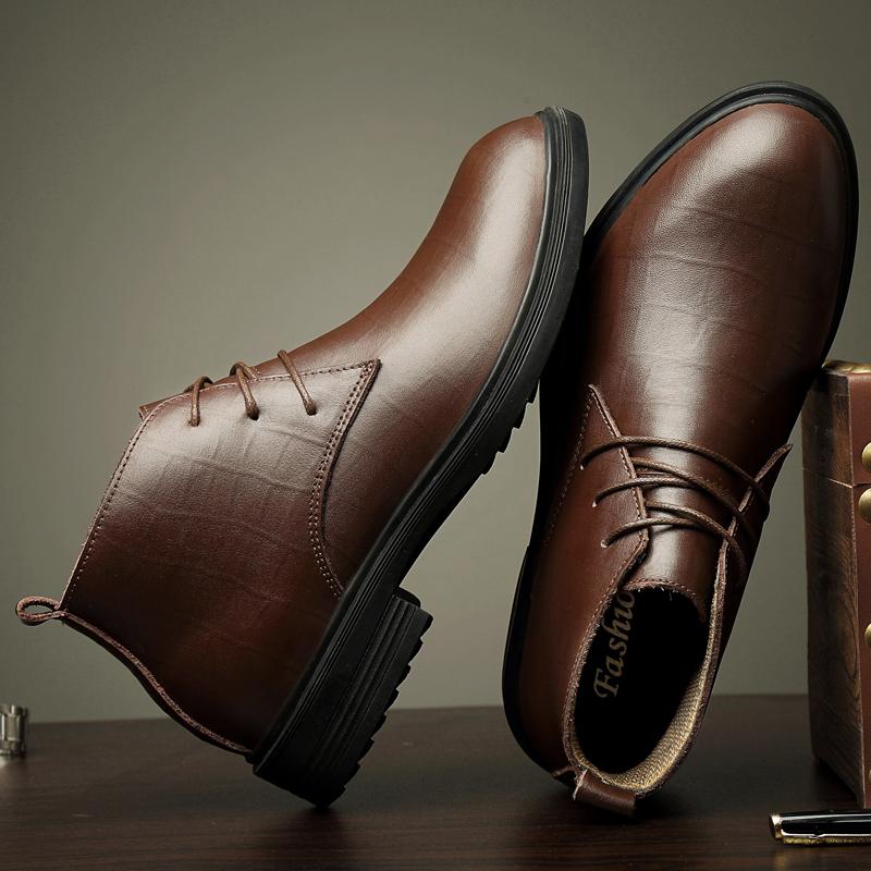 Men Boots Winter New Luxury Men Shoes Genuine Leather Casual shoes Fashion British Style High-top Chelsea Boots Business shoes