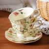 Flower Bird Pattern Coffee Cup Set Ceramic Tea Cup Saucer Set Porcelain Latte Coffee Mug Teacup Household Cafe Drinking Cup
