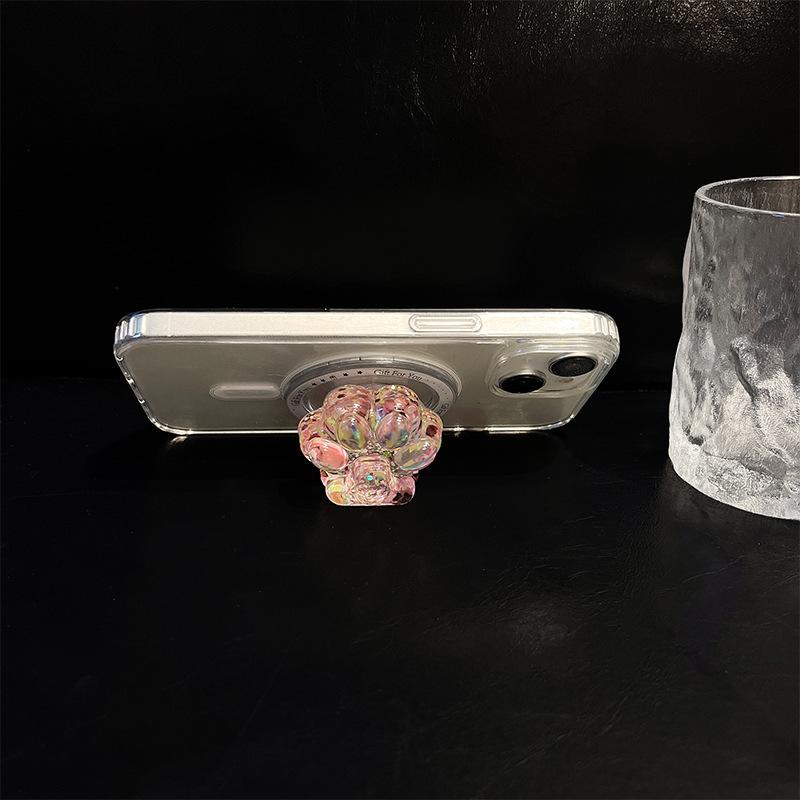 Three-Dimensional Cat Claw Sequined Mobile Phone Airbag Bracket Magnetic Suction Retractable Lazy Portable Creative Women'S Desktop Bracket