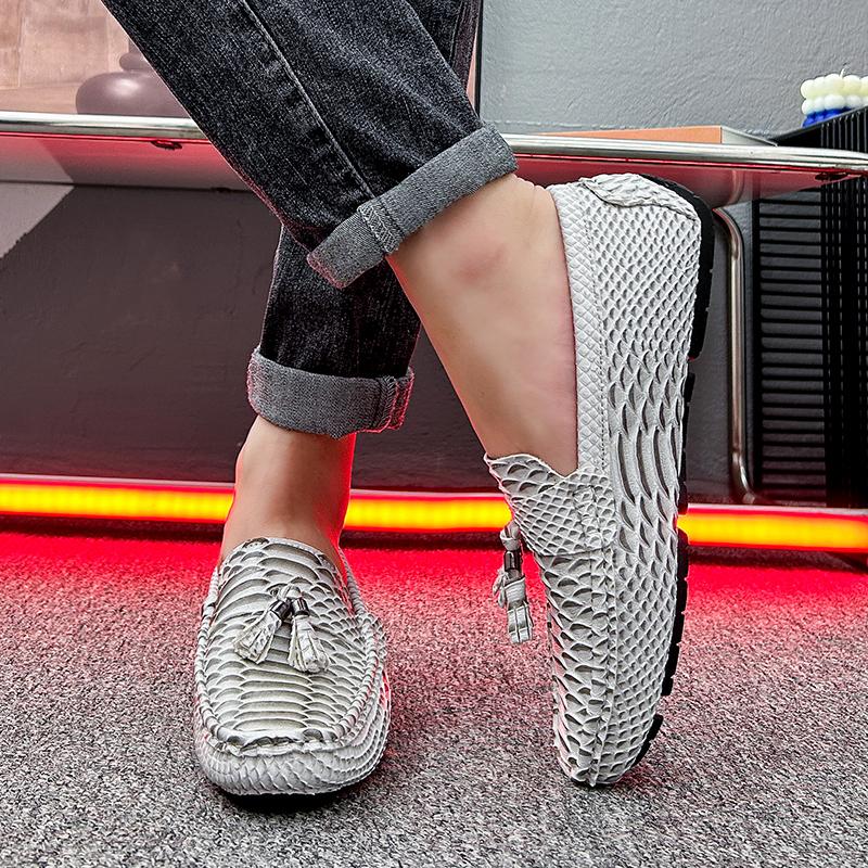 Herren Mokassins Fahrschuhe Komfort Leder Ballerinas Lässig Slipper Übergröße Farbe Weiß Erbsenschuhe Große Größe