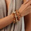 KunJoe 3Pcs/Set Trendy Irregular CCB Beaded Chain Link Resin Bracelets for Women Boho Multilayer Elastic Bangles Jewelry On Hand