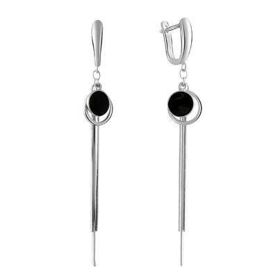 Silver Earrings with Natural Onyx (2067207)