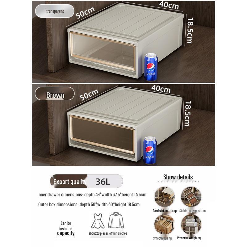 Transparent Plastic Drawer Storage Box – Large Capacity Clothing Organizer