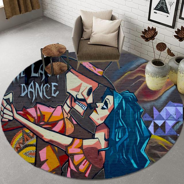 Baby Crawl Cartoon Carpet Modern Floor Mats Skull Mandala Children 'S Room Carpet Bedroom Home Living Room Round Carpet