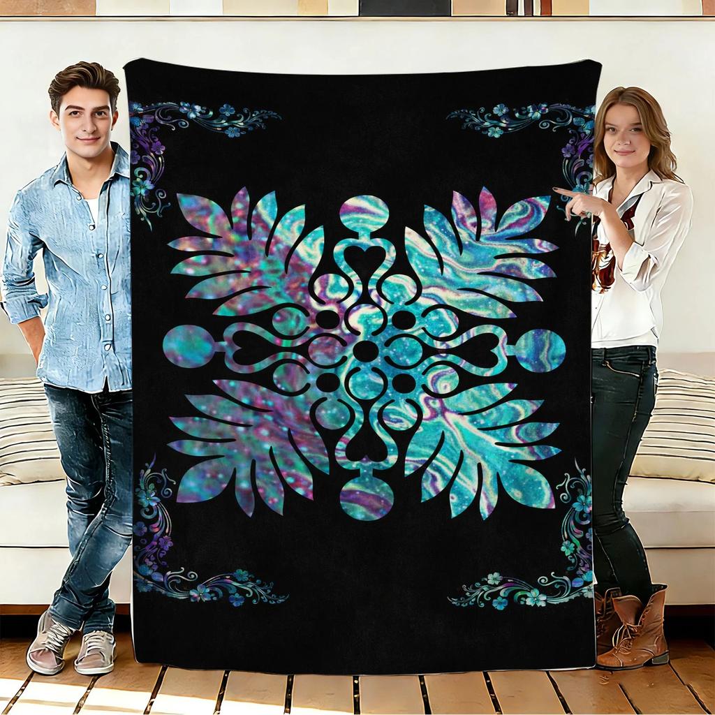 Abstract Floral Pattern Flannel Blanket Soft Cozy Throws Napping Travel Use