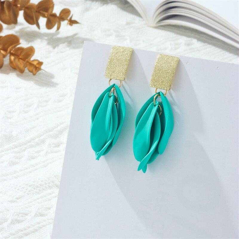 Pinkdudu Fashion 7 Color Tassel Petal Drop Earrings Creative Sweet Enamel Flower Metal Earring for Women Jewelry Gifts PD1549