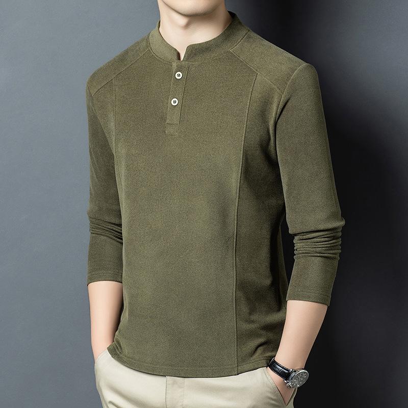 Men's Double-Sided German Fleece Stand Collar Pullover - Warm Long-Sleeve Casual Sweatshirt for Autumn and Winter