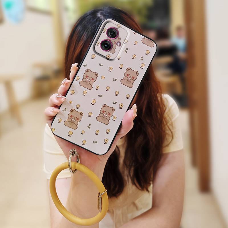 Protective Personality Phone Case For MOTO G55 5G Creative Solid Color Cute Heat Dissipation Bracelet Waterproof Ring