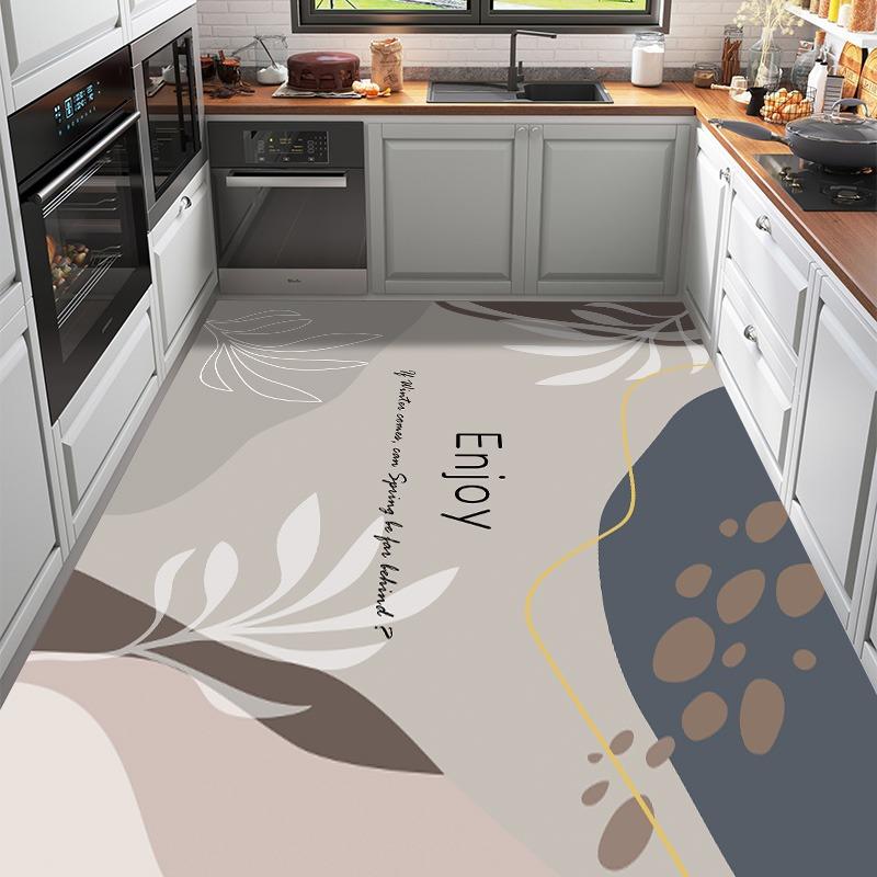 Dywan kuchenny z PVC, antypoślizgowy, olejoodporny, wodoodporny, duży dywan ze skóry, wzór kwiatowy, zmywalny, łatwy do czyszczenia
