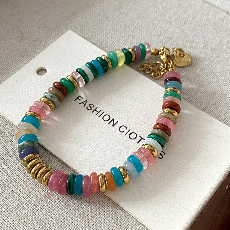 Tiger'S Eye Beaded Halskjede Maillard Oval Premium Genserkjede Titanium Stål Vintage Coffee Naturstein Clavicle Chain