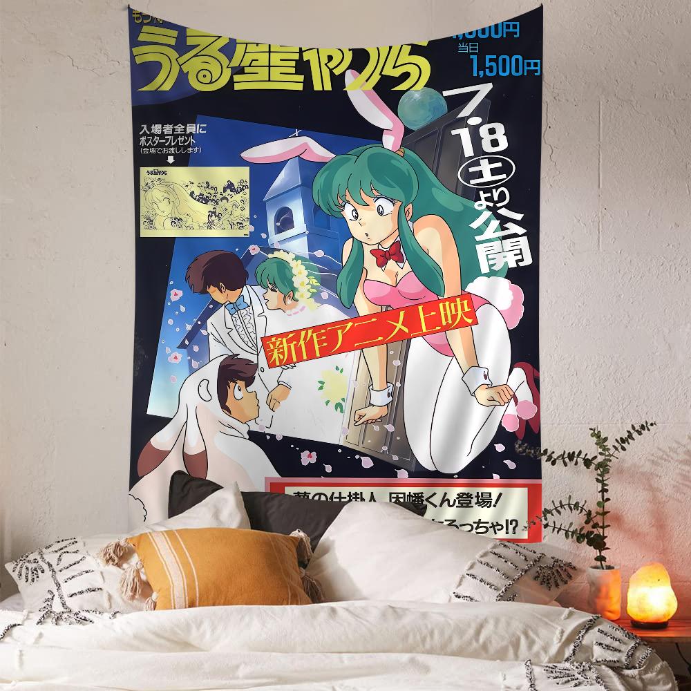 Urusei Yatsura Anime DIY Wall Tapestry Hanging Tarot Hippie Wall Rugs Dorm Home Decor Charm Tapestry Exquisite Workmanship