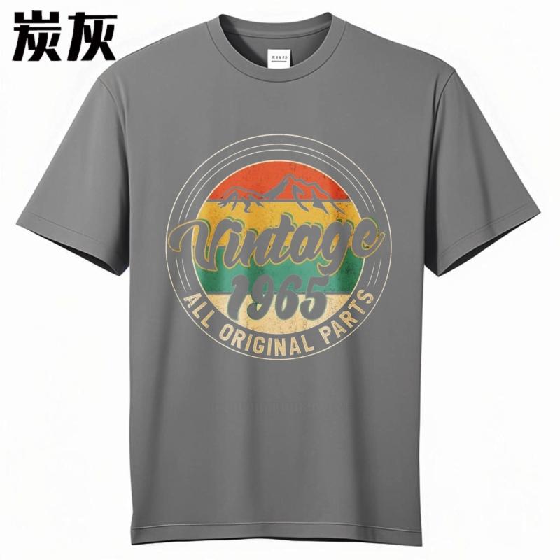 Black summer Boys t shirt Vintage 1965 All Original Parts Short Sleeve Solid Color O Neck tops men cotton tshirt fashion tops