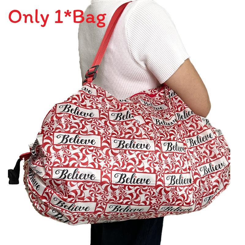 Nylon Foldable Shopping Bag With Large Capacity Waterproof Tote For Grocery Use