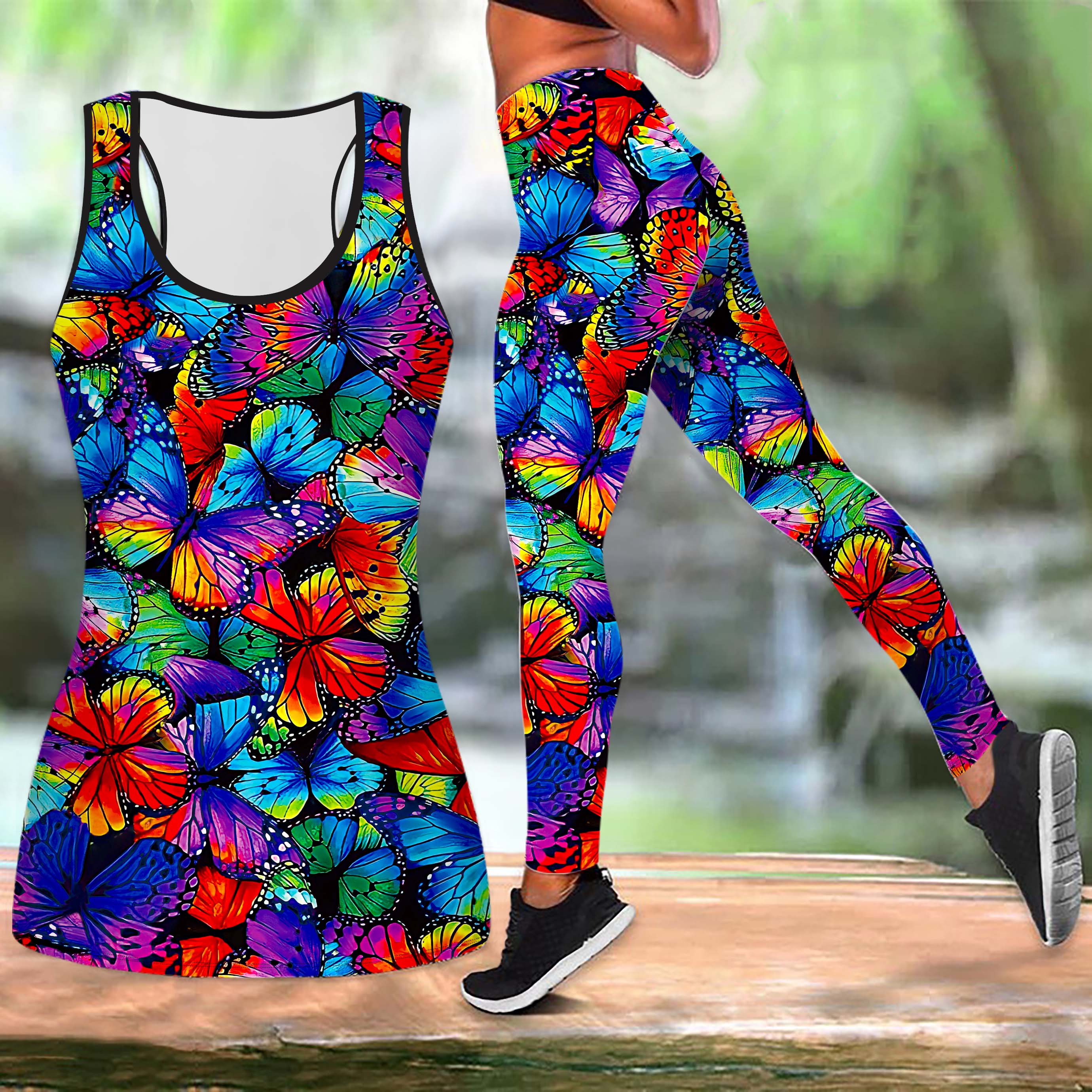 

Long Tailed Butterfly Print Yoga Outfit for Women Fashion Workout Leggings Fitness Sports Casual Yoga Set Sports Suit XS червоний