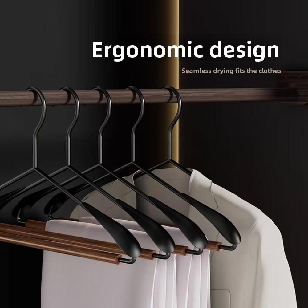 3PCS Thickened Ironwork Clothes Hanger Vintage Light Luxury Wide Shoulder Hanger Wooden Seamless Construction Anti Slip Hanger