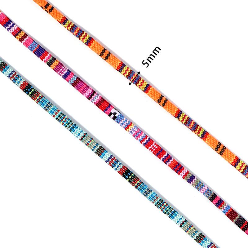 5 Yards Cotton Rope 5mm Fabric Ethnic Decorative Flat Twisted Cords For Handmade Bracelets Materials Jewelry Making Wholesale