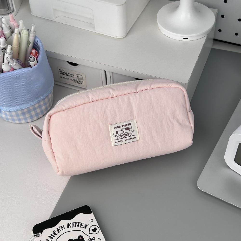 Neue einfarbige Federtasche Große Kapazität Leinwand-Bleistifttasche Geschenk Cartoon-Federmäppchen Schule Büro