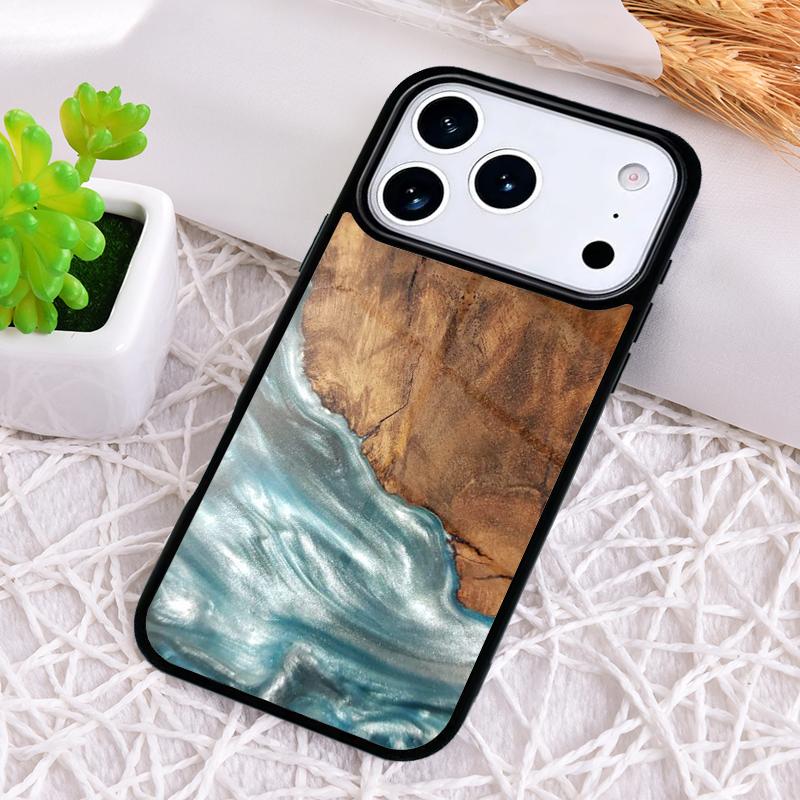 Traveler Protective Wood Resin Pattern Shockproof Phone Case for iPhone 17 Air 16e 15 11 12 14 13 Pro Max Cover Coque