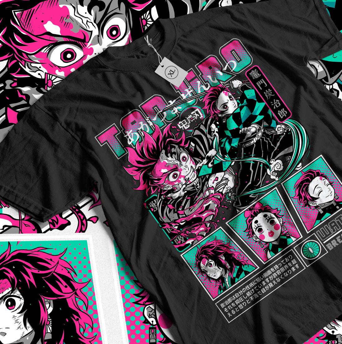 Kimetsu No Yaiba T-shirt Anime Manga Zenitsu Tanjiro Demon Slayer GifT-shirt XXXXL