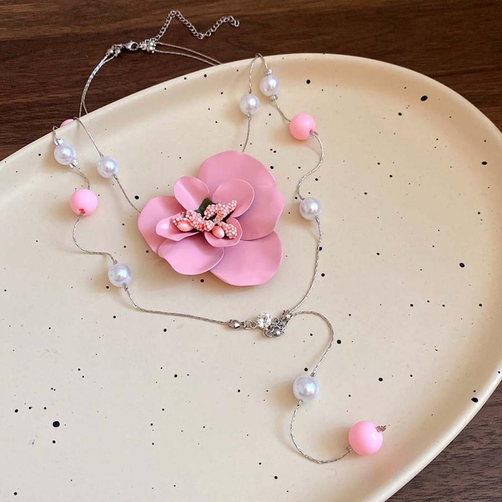 Collier Empilé Orchidée Phalaenopsis de Luxe Pendentif Fleur Exquis Haut de Gamme Polyvalent