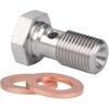 M10x1.0 Metric Stainless Steel Single Banjo Bolt Brake Fitting Adapter 20mm Long with Copper Washers