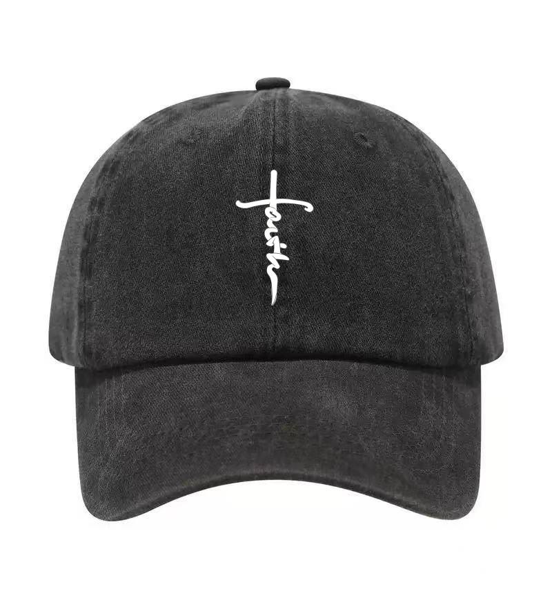 Bawełniana Czapka Baseballowa z Nadrukiem Krzyża, Regulowana, Klasyczna Snapback, Czapka Taty, Oddychająca, na Golfa, Wędkowanie, Outdoor, Ochrona Przeciwsłoneczna