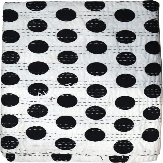 Aizza Trends Handmade Pure Cotton Printed Kantha Quilt - Traditional Look Bed Spread Kantha Gudri - Vintage Hand Stitch Gudri