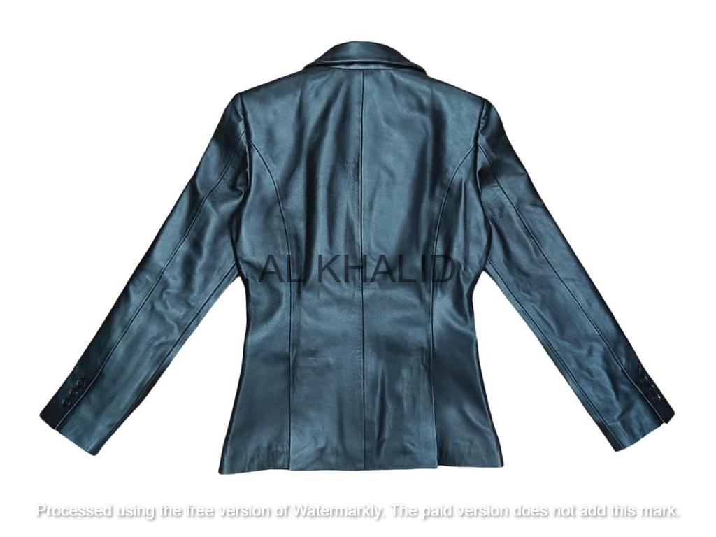 AL KHALID Svart Blazer Stilig Formell Designer Ekte Lammeskinn Dame Lær Selskap Håndlaget