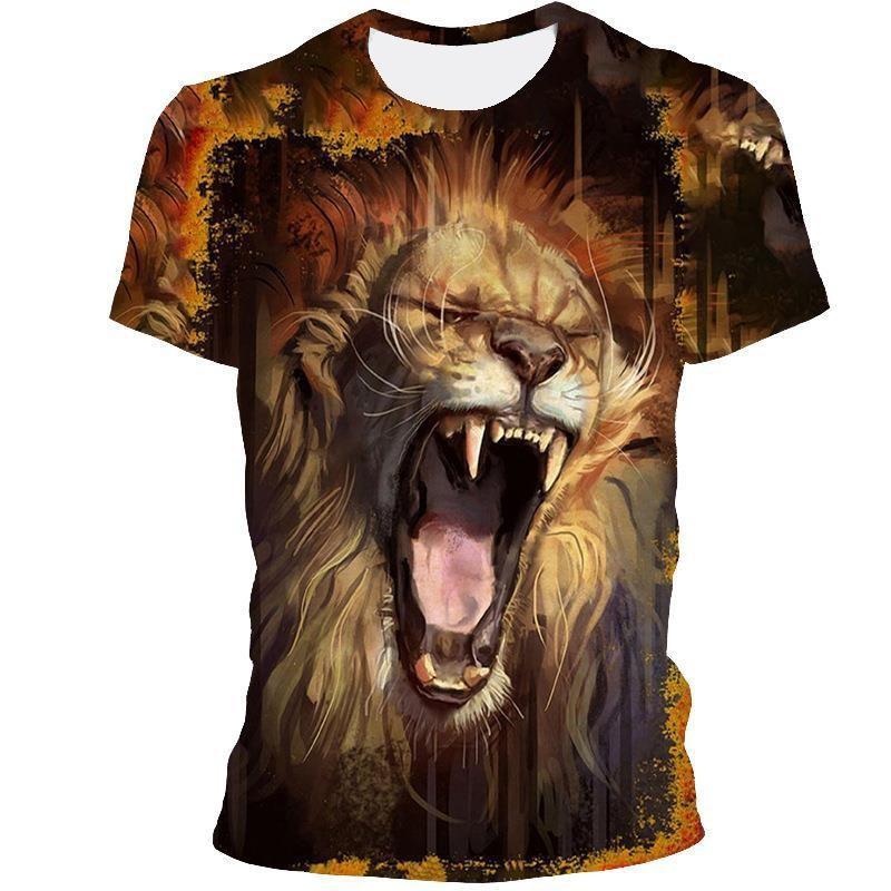 

3D цифровая серия Forest Tiger Printed летние повседневные свободные футболки с круглым вырезом и коротким рукавом для мужчин 6XL