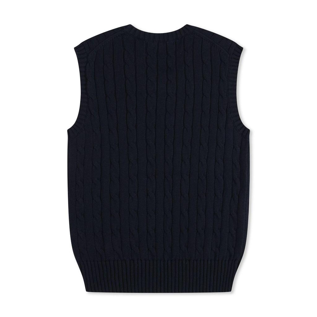 Pánská pletená vesta s V-výstřihem z vlny a bavlny