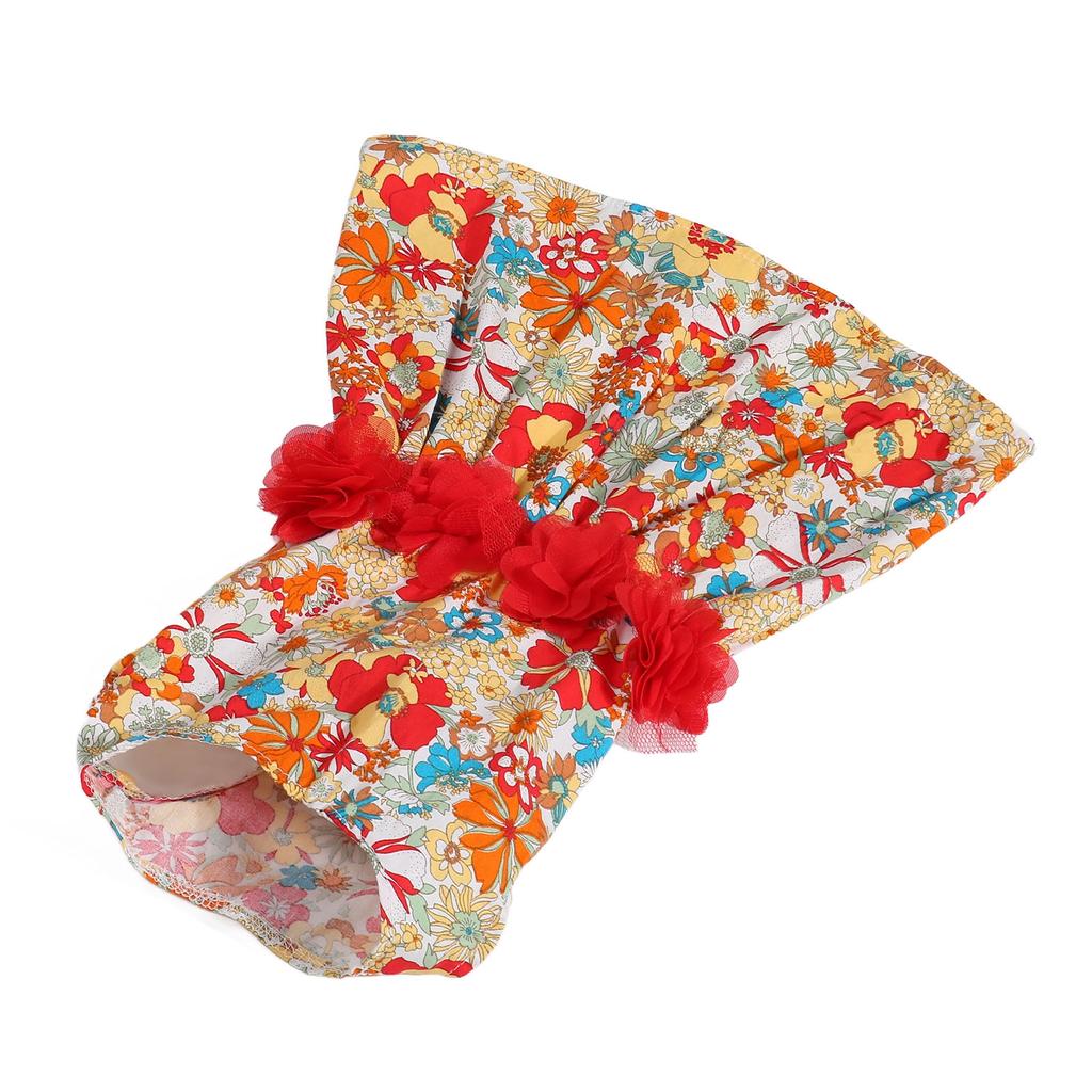 Floral Dog Dress Colorful Flower Pattern Soft Girls Puppy Clothes for Small Dogs Cats Wedding Valentines Daily Wearing S