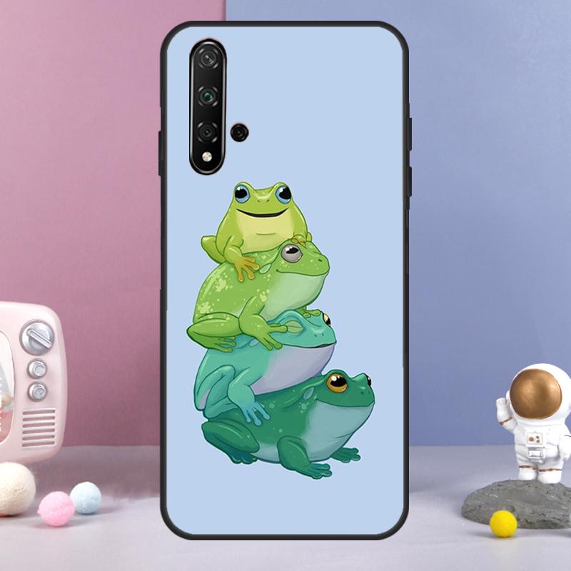 Cute Frog Cartoon For Huawei Nova 11 Pro 9 10 SE Y60 Y70 Y90 Y61 Y91 Y73 Y72 12i 11i 8i P20 P40 P30 Lite Case