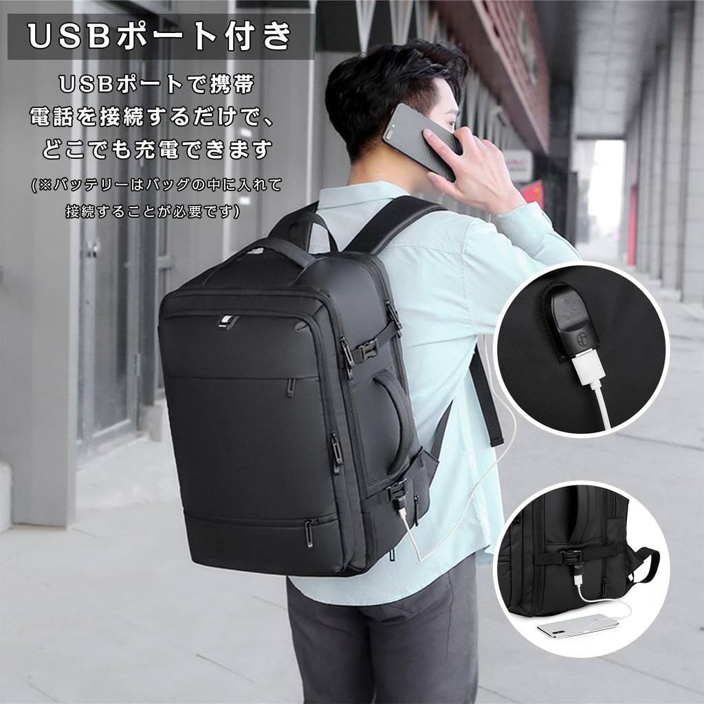 OFAMOUS Business Backpack, Expandable Gusset, Waterproof, Large Capacity, Men's, Expandable Functions, Fits 15.6-inch Laptops, Perfect for Commuting,